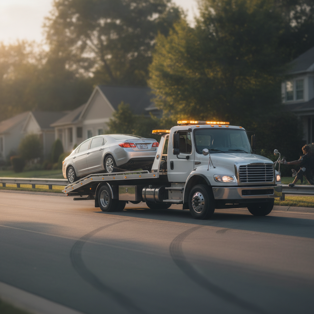 Sedan Towing without showing a person's face
